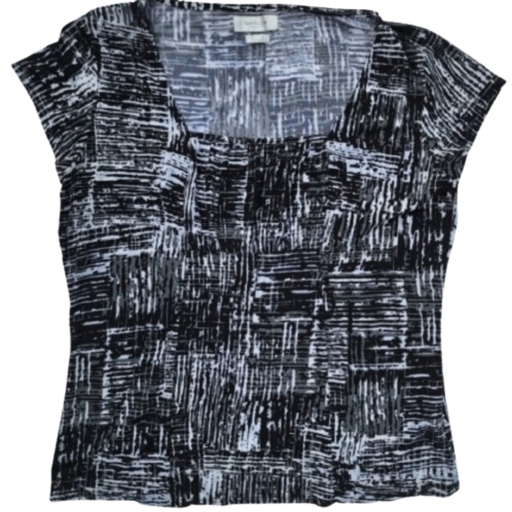 Abstract Short Sleeve Square Neck Stretch Whimsigothic Shirt ♥️